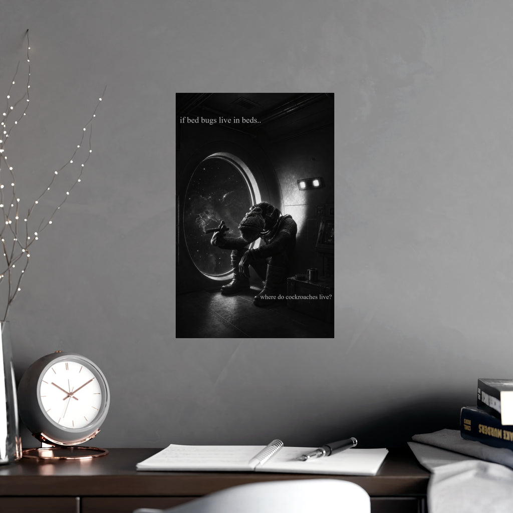 "If bed bugs live in beds" poster